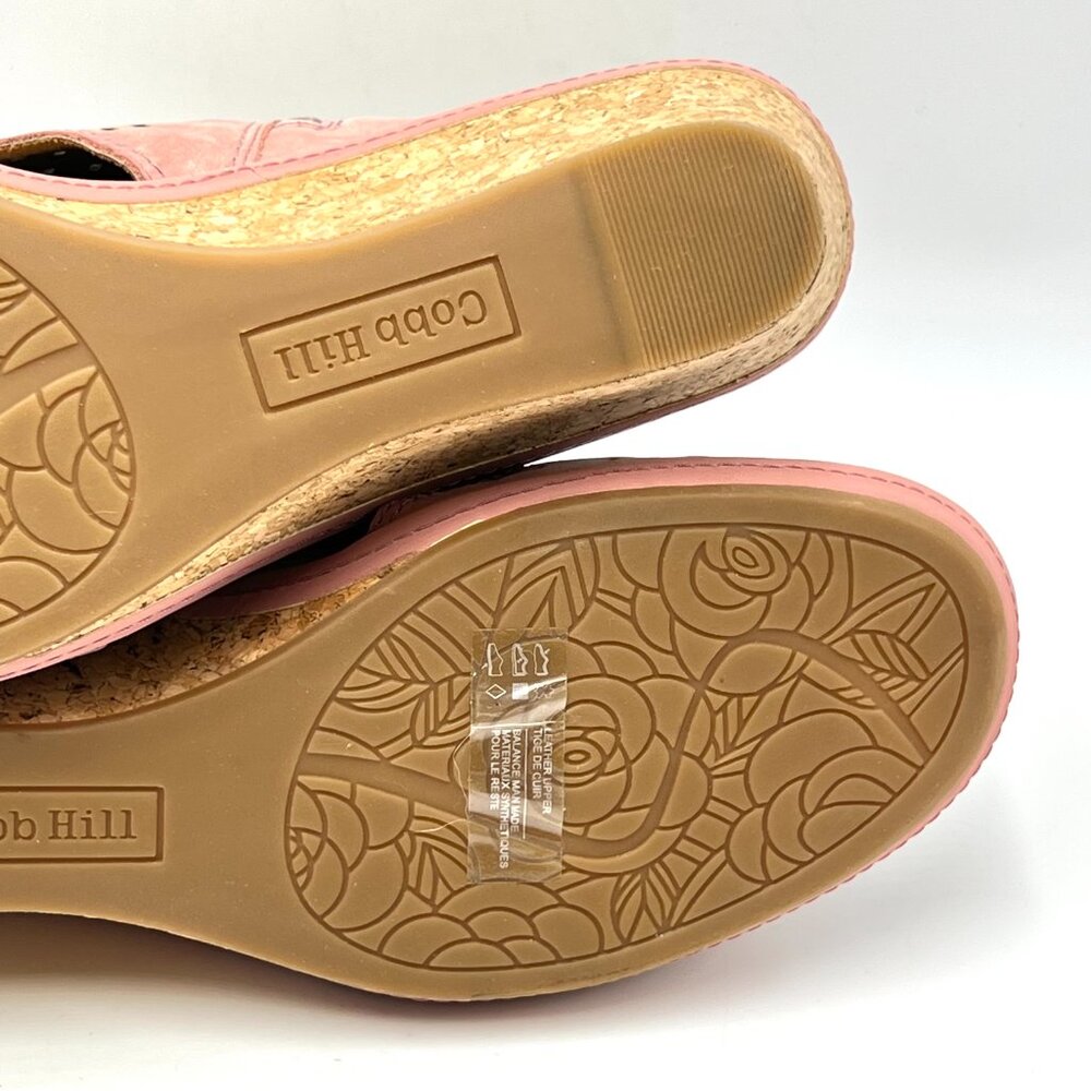 9.5W 9.5 WIDE WIDTH Cobb Hill Womens Janna Pink Leather Wedges‎ Sandals Shoes - Picture 11 of 15
